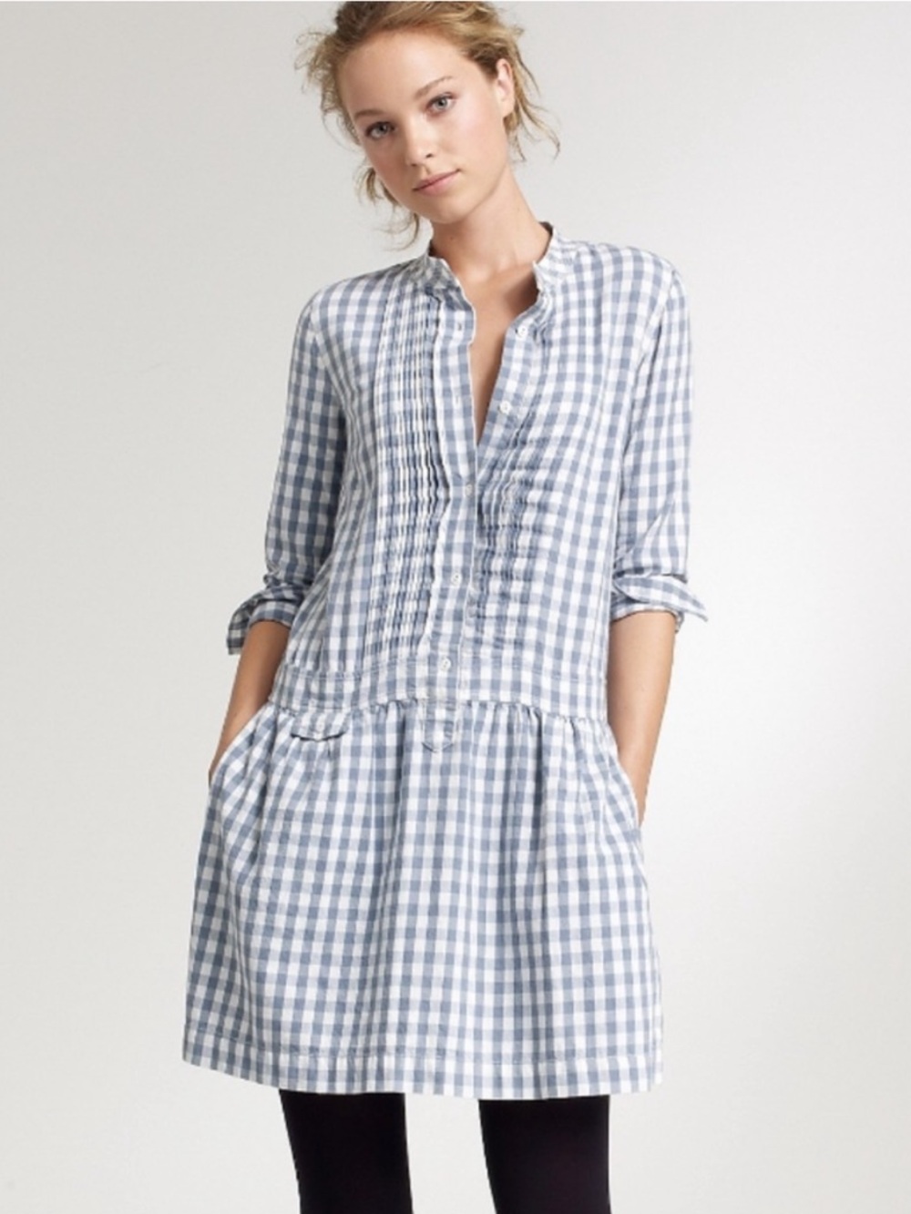 J. Crew Sundrine Blue Gingham Flannel Shirtdress Size 2